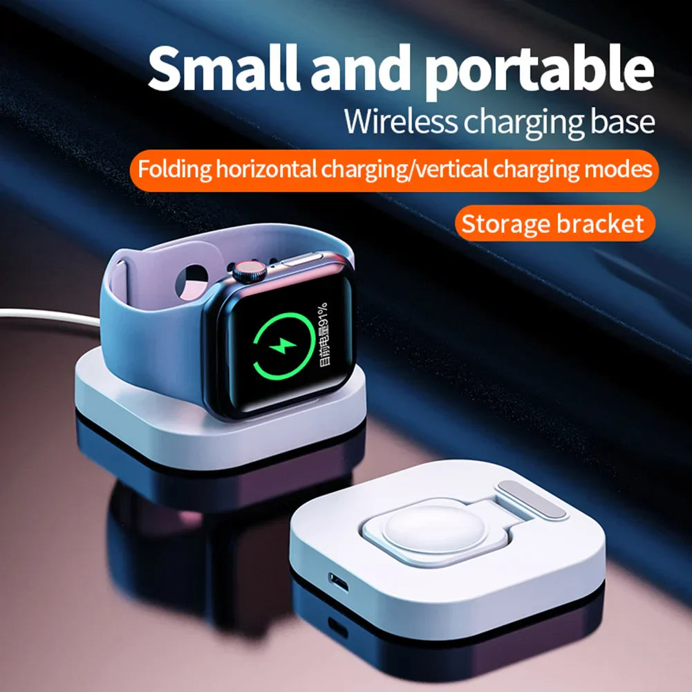 2 in 1 Portable Wireless Charger for IWatch 8 7 6 5 4 Magnetic Charging Dock Station Type C Charger for Apple Watch Series Ultra