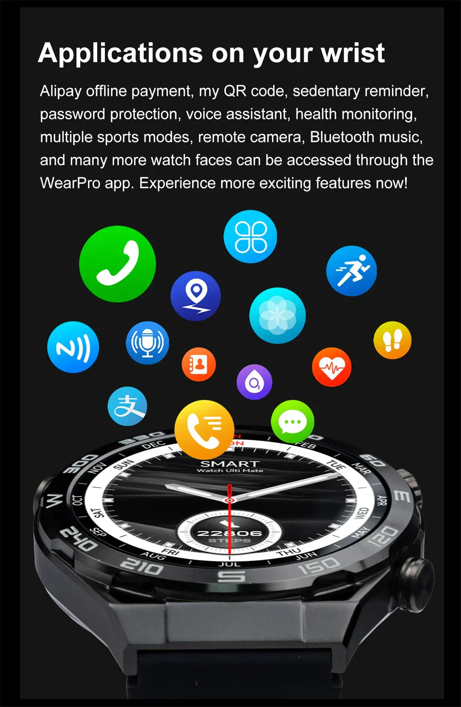 New Compass Smart Watch Men GPS Sport Track Fitness Watches Outdoor Compass Bluetooth Call HD Full Touch Screen NFC Smartwatch