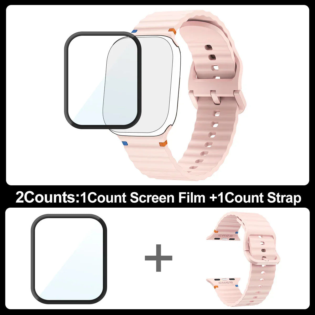 2pcs Silicone case+Band for Apple Watch Series Ultra 10 9 8 7 6 5 SE screen protector+Strap for iWatch 38/41/42/46/49mm Bracele