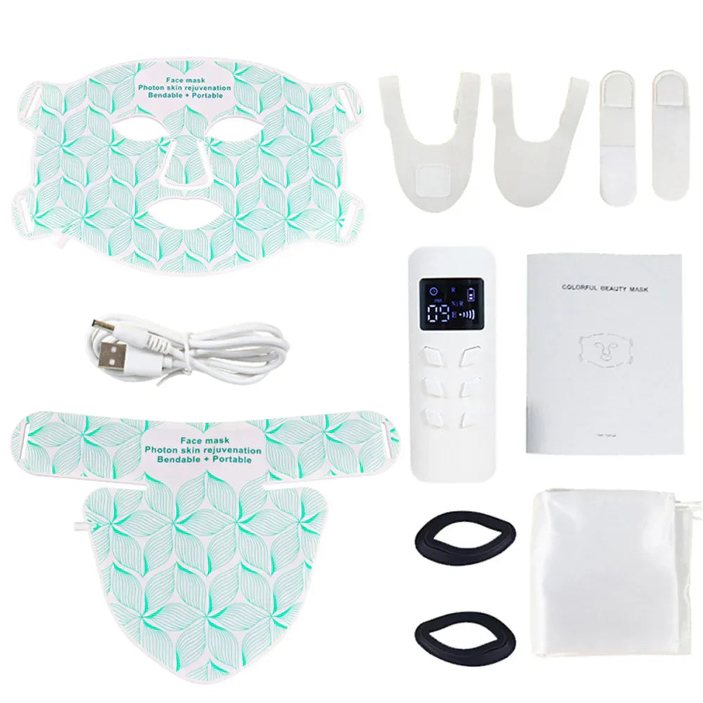 LED 8 Colors Face Mask and Neck Red Light  Near Infrared Therapy Anti Aging Wrinkle Acne Pore Oil Control Skin Tighten Whiten