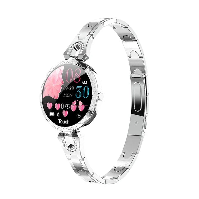 Fashion Ladies Smart Watch Luxury Women Bluetooth Wristband Waterproof Blood Pressure Fitness Tracker Bracelet Crystal Watch