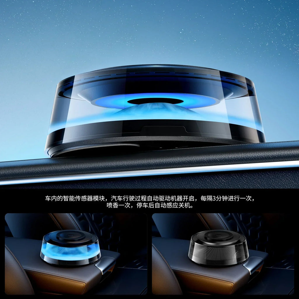 Cloud and Mist Fragrance Viewing Machine 15W Magnetic Wireless Car Charger with Bluetooth Speaker Suitable for iPhone, Samsung