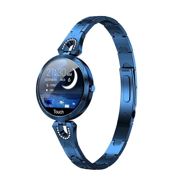 Fashion Ladies Smart Watch Luxury Women Bluetooth Wristband Waterproof Blood Pressure Fitness Tracker Bracelet Crystal Watch