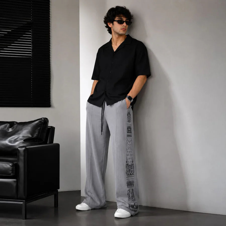 Graphic printed baggy trouser