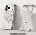Phone Case - Casual Transparent Phone Case for Iphone 17 Pro And 17 Pro Max with 360° Rotate Aluminum Alloy Stand, Ultra-Thin Frameless Design, with Anti-Drop