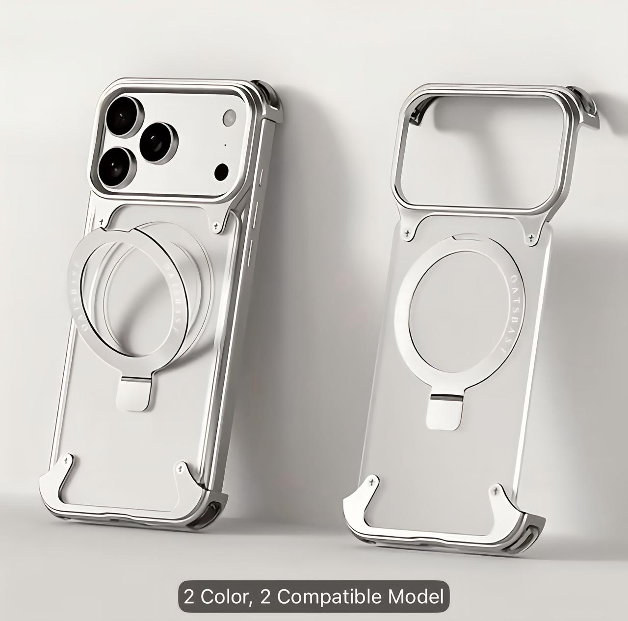 Phone Case - Casual Transparent Phone Case for Iphone 17 Pro And 17 Pro Max with 360° Rotate Aluminum Alloy Stand, Ultra-Thin Frameless Design, with Anti-Drop
