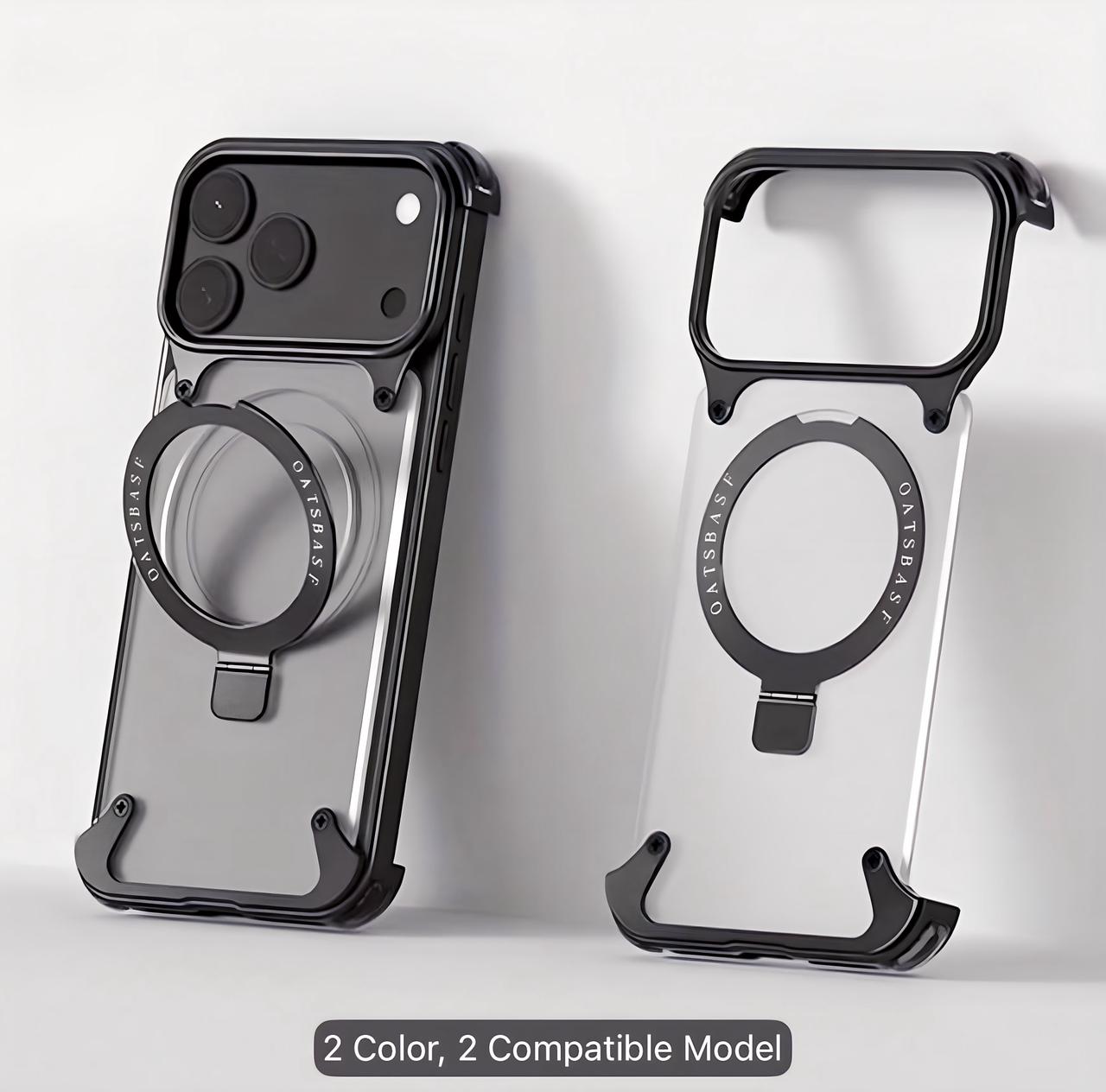 Phone Case - Casual Transparent Phone Case for Iphone 17 Pro And 17 Pro Max with 360° Rotate Aluminum Alloy Stand, Ultra-Thin Frameless Design, with Anti-Drop