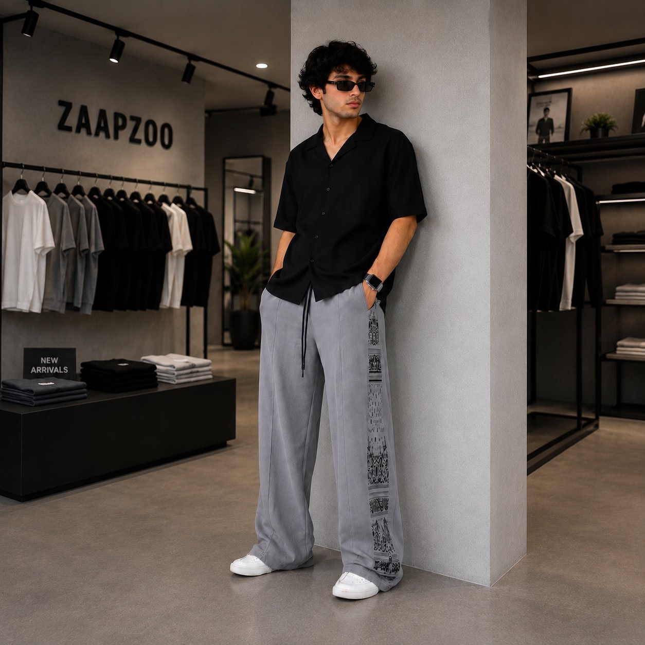 Graphic printed baggy trouser